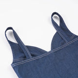 2026 Street style stretch imitation denim camisole V-neck slim fit versatile hot girl top