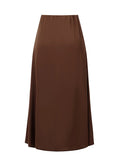 Women's Summer High Waist Skirt Solid Color Long Satin Skirt for Travel, Beach, Shopping