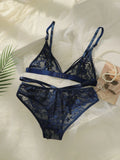 Women's Ultra-thin Lace Lingerie Two-piece Floral Lingerie Sexy Lingerie No Steel Hoop Push Up Bra A322