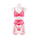 Sexy underwear French ultra-thin embroidered love mesh bra big breasts showing small sexy underwear set
