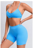 Women's 2-Piece Yoga Sets High Waist Seamless Shorts  Hip-Lifting & Backless Gym Leggings Quick Dry Workout Fitness Suits