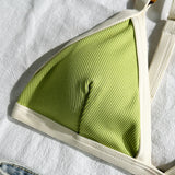 Splicing Ribbed High Cut Ring Mini Micro Bikini Women Swimwear Female Swimsuit Two-pieces Bikini Set Bathing Suit Swim Beachwear