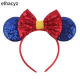 2025 Chic Disney Embroidery Sequin Minnie Ears Headband DOT Bow Hairband Girls Women Party Head Wear Kids DIY Hair Accessories