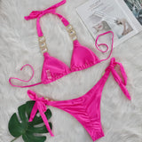DEKA Sexy Crystal Diamond Swimwear Rhinestone Bikini Set Women Luxury Black Push Up Bandage Thong Swimsuit Beach Bathing Suit