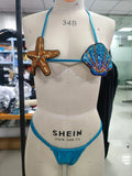 New Shiny Sequin Shell Starfish Bikini Set Women Sexy Push Up Pleate Thong Swimsuit Brazilian Beach Bathing Suit Micro Swimwear