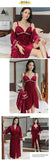 Gold velvet pajamas, autumn and winter sexy suspender nightgown, nightgown set with chest pad, large size home clothes