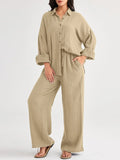2026 Spring and Summer Casual Suit New Fashion Suit Loose Casual Top Wide Leg Pants Two-piece Set for Women
