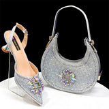 doershow Italian Shoes And Bag Sets For Evening Party With Stones Italian Leather Handbags Match Bags!  HFG1-21