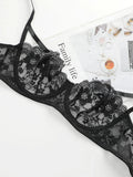 High Quality New Sexy Underwear For Women's Lace Transparent Hollow 3/4 Bra Gathering Steel Ring Push Up Underwear Set HR2634