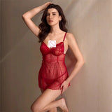 European and American lace backless sexy suspender dress thong pajamas set