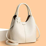 New Trendy Casual Soft PU Women's Handbags Solid Color Large Capacity Female Shoulder Bags Retro Tote Bags For Commute Shopping