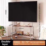 Stainless Steel Rolling Floor Mobile TV Stand for 32-75 Inch LCD LED Screen TVs TV Cart Holds up to 110Lbs Max VESA 600x400mm