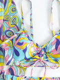 New Sexy 3 Pieces Suit for Women Neck Hanging Bikini Set+Cover-up Swimwear Sunproof Tankini High Waist Shorts Swimsuit Beachwear