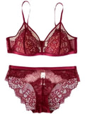 Sexy Red Lingerie for Women - MOYISU Spring Triangle Cup Bra Set, Thin Tight-Fit Bralette with French Lace (CA Sizing 4 Colors)