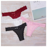 1pcs Low Waist Sexy Lace Elegant Lady Thongs Underwear Solid Breathable Sexy Lingerie Floral Female Panties Bow Women's G-string