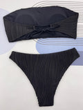 2025 Sexy Bandeau Strapless Wrinkled Bikini Women Swimwear Female Swimsuit Two-pieces Bikini set Bather Bathing Suit Swim Lady