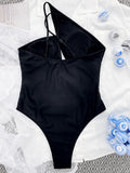 Sexy One Shoulder Tummy Cut Out Monokini One Piece Swimsuit Women Swimwear Female Bather Asymmetric Bathing Suit Swim Beachwear