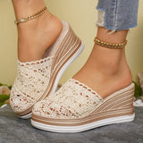 Woman Leather 2026 Fashion Wedge Female Large Size Mid-heeled Platform Black New Comfortable Retro Sandals for Women