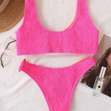 2026 Sexy Bikini Women Swimwear Swimsuit Push Up Rings Decor Pleated Patchwork Bikinis Set Beach Bathing Suit Banadores Mujer