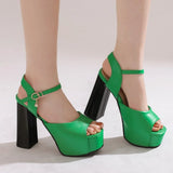 New Women Sandals Summer Shoes Sexy Peep Toe Thick High Heels Platform Black Dress Party Wedding Shoes Woman Pumps