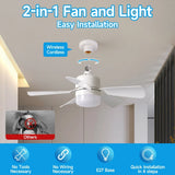 1/2Pack 30W Ceiling Fan Lights with Remote Control Dimming LED Fan Light E27 Base Suitable  for Living Room Kitchen Study Garage