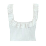Summer Women White Cotton Dress Set 2025 Top+skirt 2 Pcs Outfit Ruffles Button Slim Top A-line Maxi Skirt Beach Casual Dress
