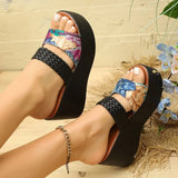 2026Trend Summer High Heel Women Sandals Big Size Open Toe Beach Shoes Fashion Comfortable Wedge Heel Slippers Slides Women
