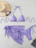 Halter Triangle String Bikinis 2026 Women Sexy Printed Swimsuit 3 Pieces Swimwear Female Bathers Bathing Swimming Swim Suit