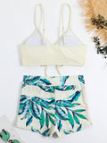 2026 Tie Dye Bikini Drawstring Swimsuit Women High Waist Shorts Swimwear Female Padded Bathing Suit Swimming Beachwear Summer