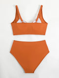 Sexy Black Two Piece Swimsuit Women Cross Pleate Push Up Padded Bikini Set Summer Bathing Suit Slim High Waist Swimwear Biquini