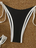 Sexy White Black Patchwork Micro Bikini Women Halter Push Up Bra Bandage Thong Swimsuit 2026 Bathing Suit Holiday Pool Swimwear