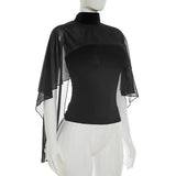 FDYOUI Woman Black Corset with Cover-ups 2-piece Sets Chic Sexy Hollow Out Evening Party Tops Female Blouses Shirts High Street