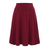 Women's Solid Color Casual High Waist Elastic Midi Skirts Spring Summer All Match Korean Ruffle Short Skirt Office Lady Faldas