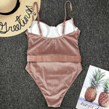 Ribbed Push up Underwired Metal Chain Women Swimwear One Piece Swimsuit Female Waist Belt Monokini Bather Bathing Suit Swim Lady