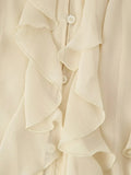 Foridol Ruffles Tiered V Neck Blouse Women Summer Spring Long Sleeve Casual Blusa Chiffon Blouses Buttons New in Female Top 2025