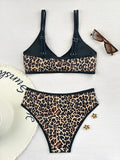 2026 Leopard Bikinis High Waist Swimsuit Women Tie Front Strappy Swimwear Female Beachwear Bathers Bathing Swimming Swim Suit