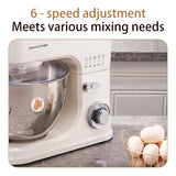 SUNATUR 8L Stand Mixer 2000W,Stainless Steel Bowl,6-Speed Dough Kneader&Egg Beater,Timed Fermentatio