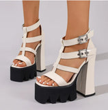 Fashion Roma Style Women Ankle Gladiator Sandals 14cm Heel Platform Buckle Straps Large Size 34- 41 42 43 Dating Shoes Summer