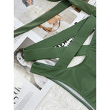 Sexy Wrap Around High Waist Bikini Female Swimsuit Women Swimwear Two-pieces Bikini Set Bandage Bather Bathing Suit Swim V3115