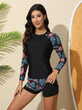 Women's Swimsuit Tankini Set Female Long Sleeves Swimwear 2025 Surfing Sports Pool Beachwear Two-Piece Bathing Suits With Shorts