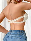 Hot selling full cup no steel ring beautiful back cross cut, strapless sexy women's underwear girls Lingerie MR3417