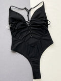 2025 Sexy Cross Bandage Backless Women Thong Swimwear One Piece Swimsuit Female High Cut Monokini Bathing Suit Swim Beach Wear