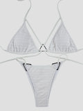 Sexy Wrinkled Halter High Cut Bikini Female Swimsuit Women Swimwear Two-pieces Bikini set Hollow Out Bather Bathing Suit Swim