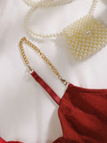 Women Glitter Lingerie Set Metal Chain Strap Underwire Bra And Thong 2‑Pcs Sexy Intimate Lingerie Set U1110