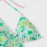 4 Pieces String Bikinis 2026 Women Sexy Swimwear Female Floral Swimsuit Bathers Bathing Swimming Swim Suit Beachwear Summer