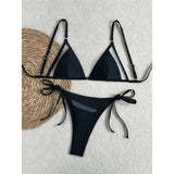 Sexy Mesh Sheer Bikini Female Swimsuit Women Swimwear High Leg Cut Strappy Bather Bathing Suit Swim Two-pieces Bikini set K8070