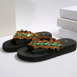 Luxury Colorful Rhinestone Flip Flops Women Fashion Weightlight Flat Slippers Woman Outdoor Non Slip Clip Toe Slides Female