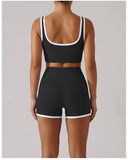 Summer Color Contrast Yoga Suit Women Shock-absorbing Sports Bra High Waist Hip Lifting Shorts Training Running Fitness Outfits