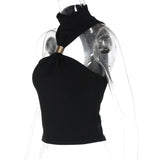 FDYOUI 2026 Summer Halter Neck Off Shoulder Corset High Street Women Sexy Sleeveless Crop Top Hollow Out Slim Tank Tops Clubwear