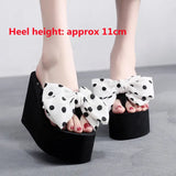 Summer Slippers Women Wedges Sandals Super High Heels Ladies Fashion Flip Flops Cute Bowknot Female Party Shoes Plus Size Slides